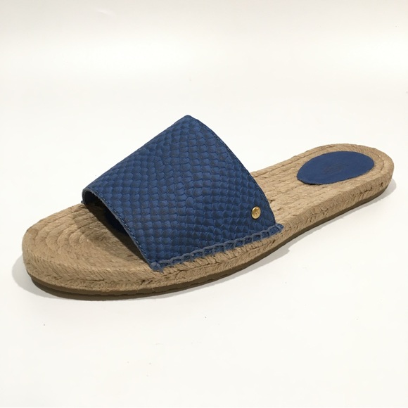 UGG CHERRY EXOTIC ESPADRILLE SANDALS -SKYLINE BLUE EMBOSSED LEATHER -US 10 -NEW - Picture 6 of 7